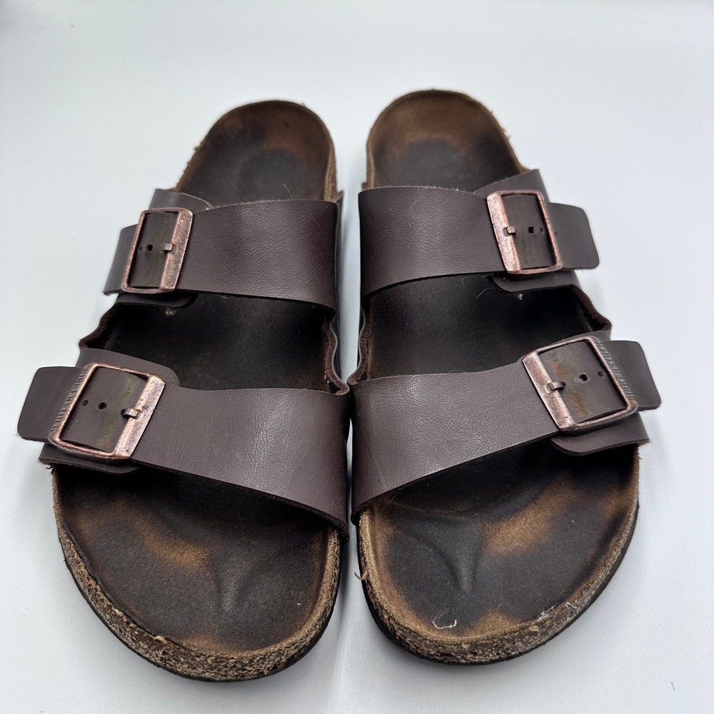 Birkenstock Arizona Soft Leather‎ Slides Brown Leather Straps SIze 44/11-11.5